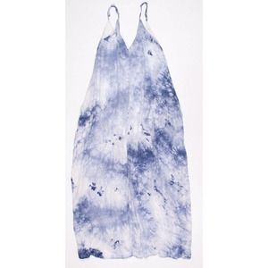 Hotoveli Sleeveless Blue Tie Dye Maxi Dress